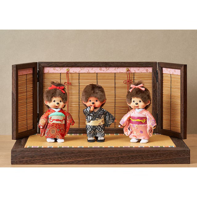 Monchhichi x Kyugetsu Pink/Gold Kimono Girl Plush