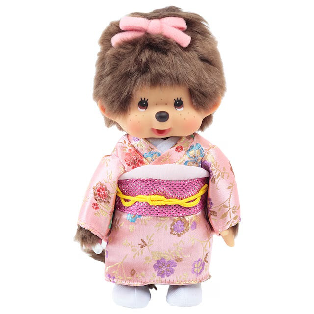 Monchhichi x Kyugetsu Pink/Gold Kimono Girl Plush