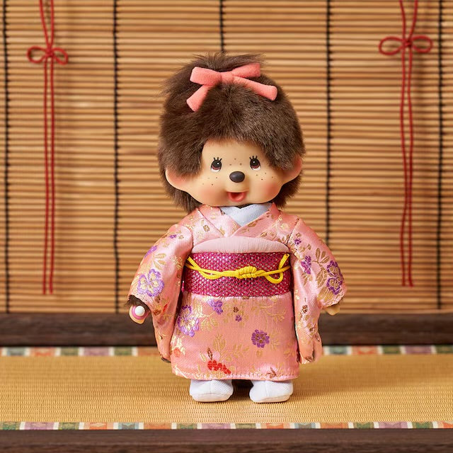 Monchhichi x Kyugetsu Pink/Gold Kimono Girl Plush