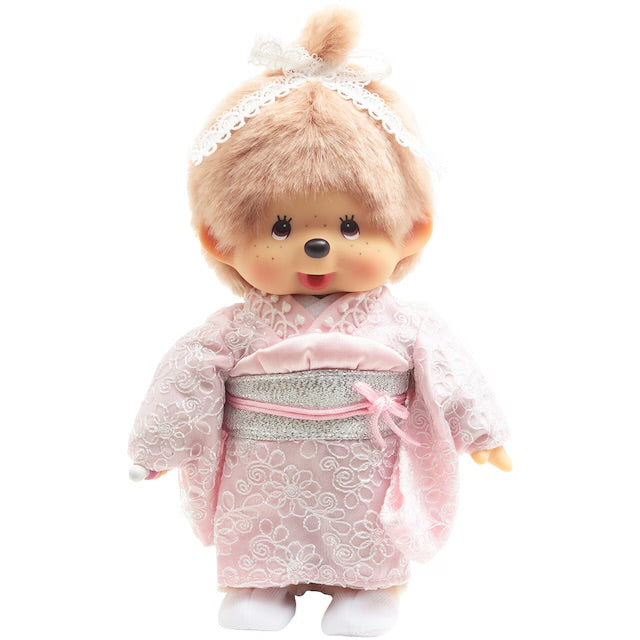 Monchhichi x Kyugetsu Milk Tea Brown Kimono Girl Plush (Rare)