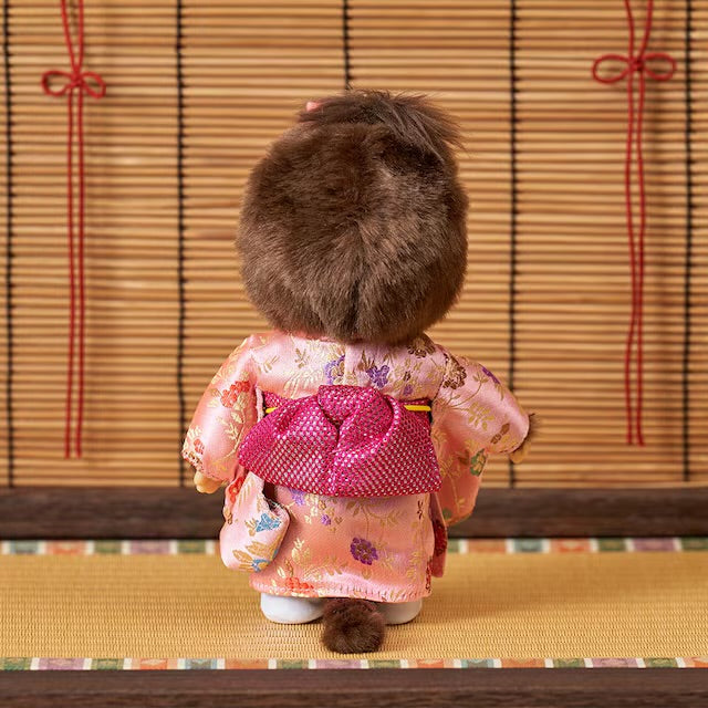 Monchhichi x Kyugetsu Pink/Gold Kimono Girl Plush