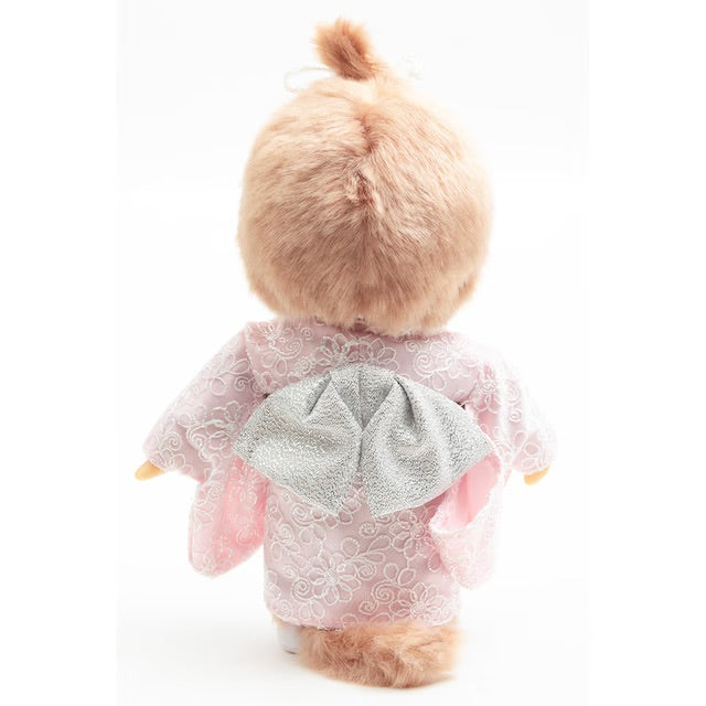 Monchhichi x Kyugetsu Milk Tea Brown Kimono Girl Plush (Rare)