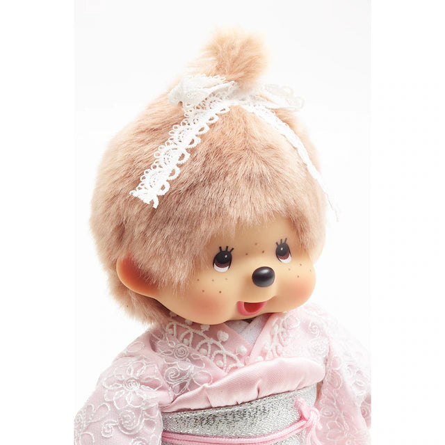 Monchhichi x Kyugetsu Milk Tea Brown Kimono Girl Plush (Rare)